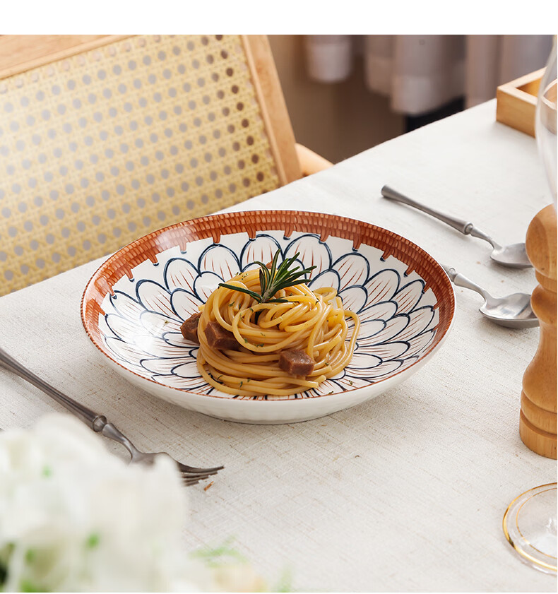 JIWUSENLIN Dinnerware Set, Plates for Home Use, Steak Plate, Western-Style Plate Set, Dish Plate, Dumpling Plate, Random Floral Pattern, 4-Piece Set 11