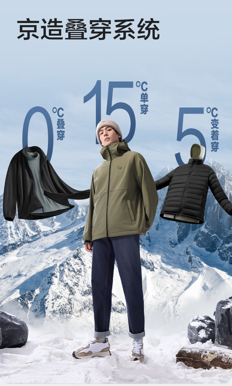 JD Original Windproof And Waterproof Soft Shell Men's Jacket, Autumn New Style Casual Sports Jacket with Fleece Lining And Hood, Black, XL 12