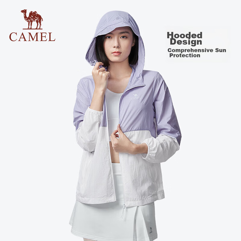 CAMEL Spring And Summer Sun Protection Clothing, Couple's Breathable UV-Resistant Sun Protection Jacket, 68512 Frost Purple Colorless White, Women's Size S