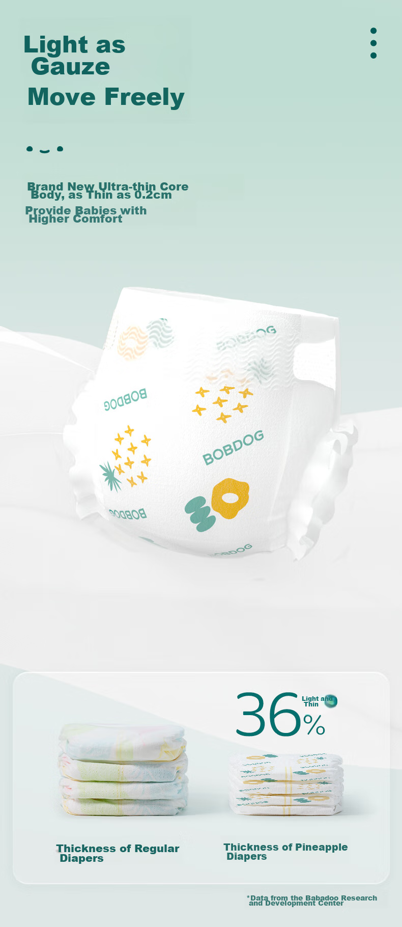 BOBDOG [No Carbamide Residue] Pineapple Pants Diapers, 2XL Size, 36 Pieces, Mild Acidic Hip Protection, Breathable Baby Diapers 8