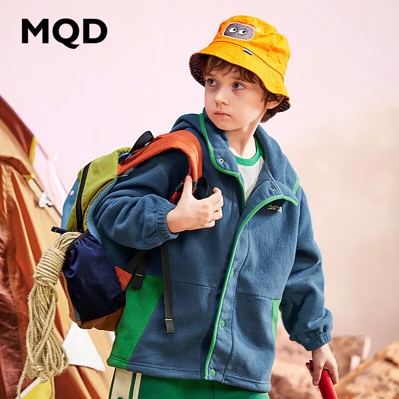 MQD Boys' Autumn Fashion Zip-Up Hooded Jacket Navy Blue 140