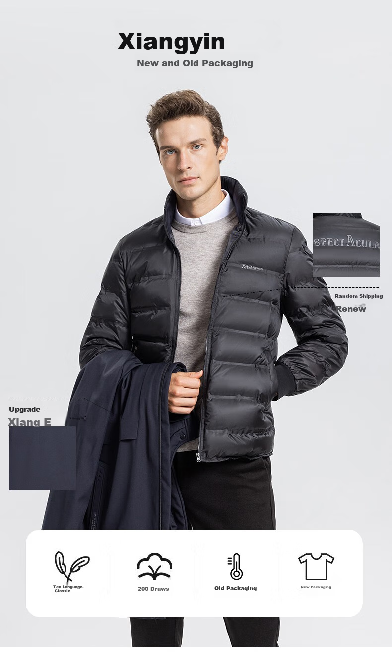SHANSHAN Detachable Inner Lining Three-In down Jacket for Men, Goose Down Mid-Length Thick Warm Dad Coat Outerwear Men's 2XL 21