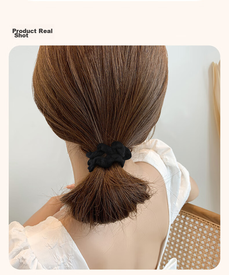 Xiangwan Hair Ties, 3 Black Hair Bands for Women, Elegant Elastic Hair Bands, High-Elasticity Hair Ties, Ponytail Holders 3