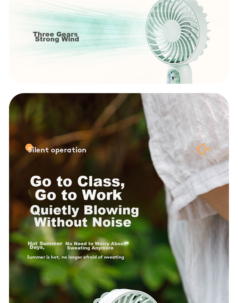 Kelleia Handheld Mini Fan, USB Fan, Portable Electric Fan, for Students, Office, Dormitory, Long Battery Life, Outdoor Travel, QL-F1, Mint Gree 9