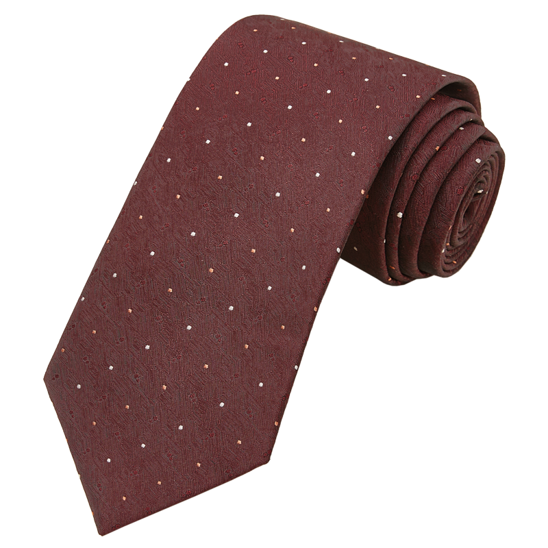 Luomeng Men's Business Formal Wear, Polka Dot 8cm Hand-Tied Work Wedding Groom Wine Red Pocket Square Set Gift Box