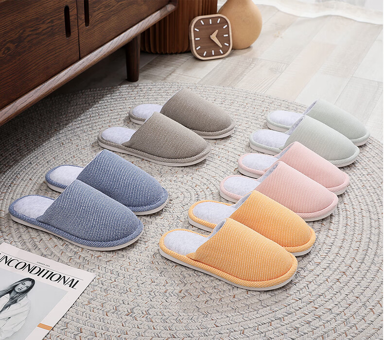 GUOLUOFEI Japanese-Style Large Size Cotton Slippers for Men And Women, Spring Autumn Winter Indoor Home Wooden Floor Couple Warm Slippers, Green, Size 36-37 13