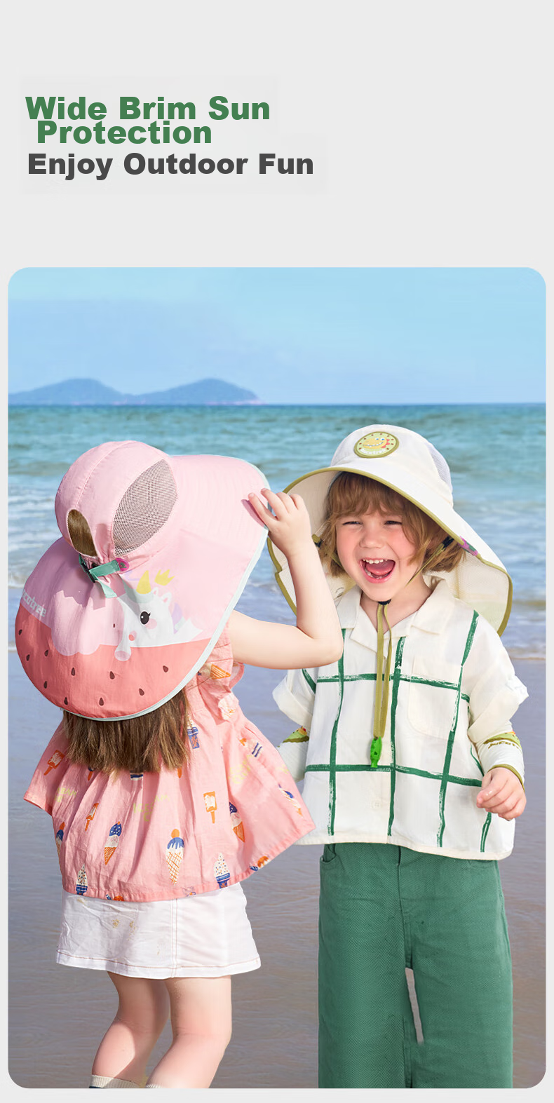 Kocotreekk Kids Sun Protection Hat Large Brim Summer Baby Sunshade Hat Boys Girls UV Protection Beach Hat 10