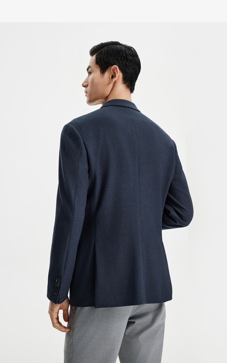 Goldlion [50% Wool] Spring/Summer 2024 Men's Suit Lapel Elastic Slim Fit Business Jacket, Gray-Blue, Size 52A 6