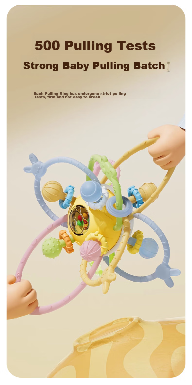 Beisinai Manhattan Rattle Ball, Suitable for Infants 0-6 Months, Chewable Food Grade Toy, Oral Stage Baby Rattle 7