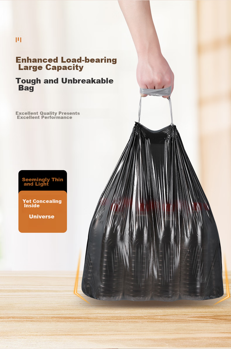 MARYYA [Ren Jialun's Choice] Drawstring Garbage Bags, Black, 45*50cm, 100 Pieces, 1 Micron Thick, Tear-Free, for Kitchen, Home And Office Use 4