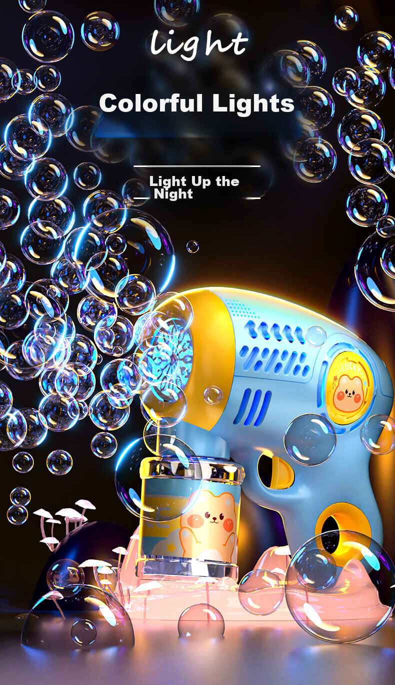 Miaobeile Bubble Machine Children's Handheld Toy Fully Automatic Electric Bubble Gun Infant Toddler Toy Girl Children's Day Gift 9