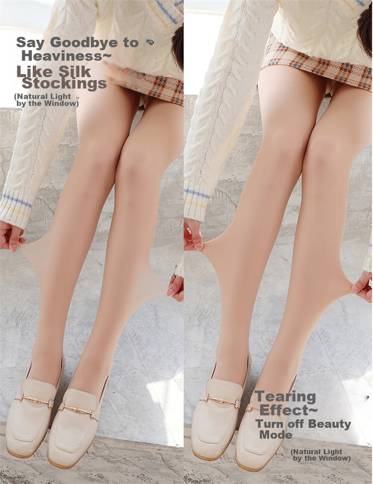 LangSha Leggings for Women, Double-Layered Autumn And Winter Fleece-Lined Seamless Nude-Colored Pantyhose, Skin Color Tights 12