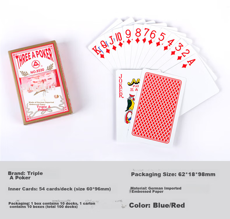 AAA Guandan Poker Cards, AAA Guandan Game Playing Cards, German Imported Textured Paper, 3A Entertainment Cards 8530 Red Ten Decks 13