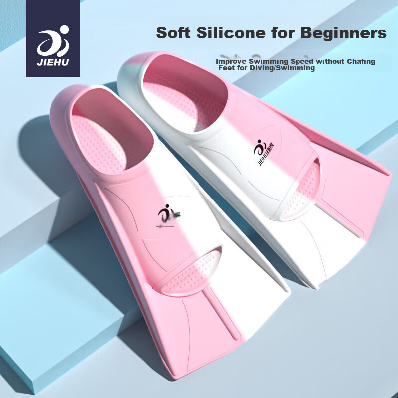 Jiehu Swimming Fins for Adults And Children, Professional Swimming Diving Speed Boosting Comfortable Durable Soft Rubber Flippers Training Equipment