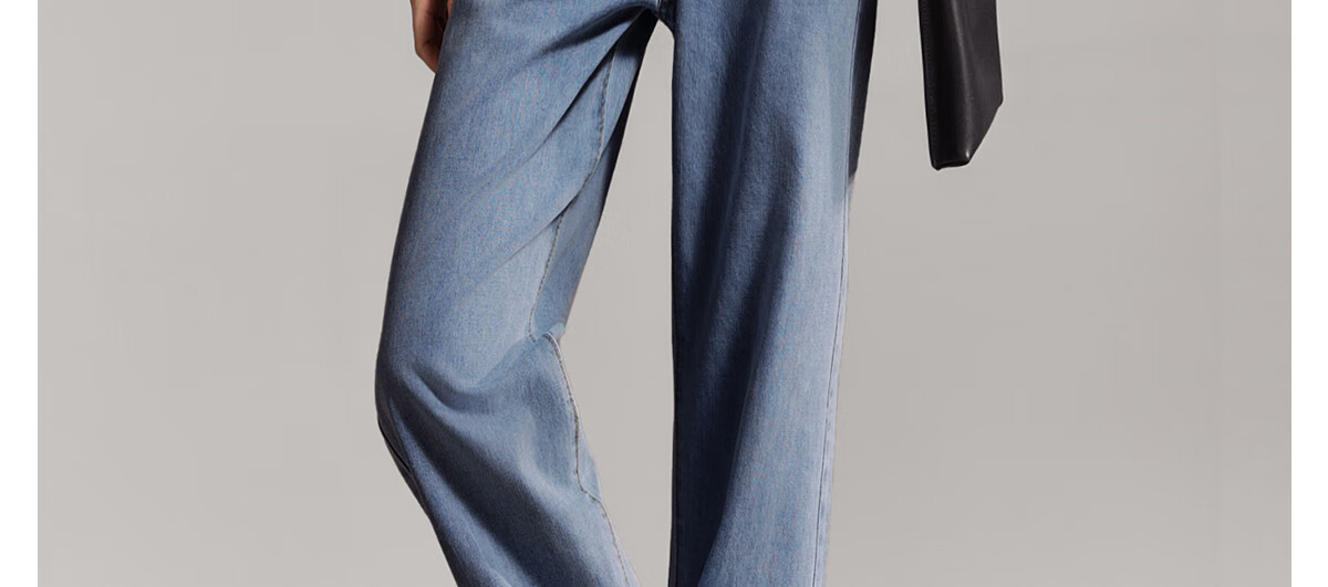 PinCai Women's Solid Color High Waist Loose Casual Wide Leg Jeans Straight Leg Fashion All-Match Trousers P13KN1438 13