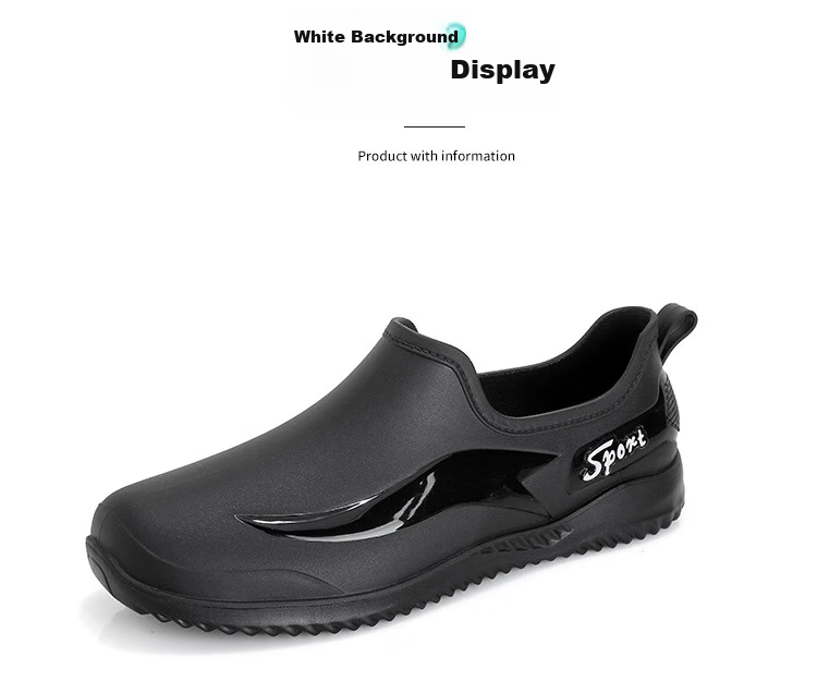 Beifute Rain Boots for Men, Short Waterproof Non-Slip Rubber Shoes, Adult Thick Wear-Resistant Work Water Shoes, Fishing Car Washing Safety Rain Boots, Black 7