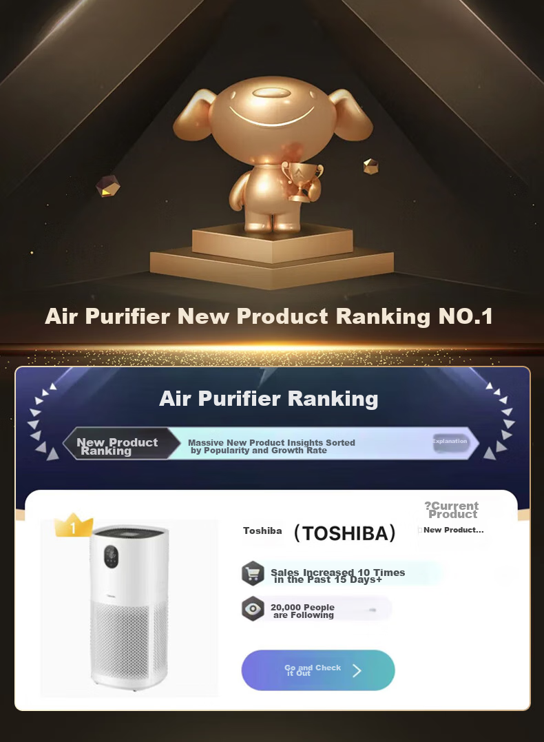 TOSHIBA [Price Protection 11.11] Air Purifier for Formaldehyde Removal, Odor Elimination, Certified by National Standardization Administration, Removes Pollen And Smoke Allergens, Home Use Purification Machine, Medical-Grade, Registered by Ministry of Health And Family Planning, Big White Pear Model 1