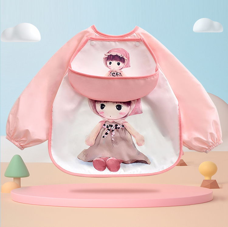 9I9 Baby Eating Smock, Long-Sleeve Waterproof Detachable Bib Apron, Children's Drawing Smock, Reverse-Wear Clothing A22 4