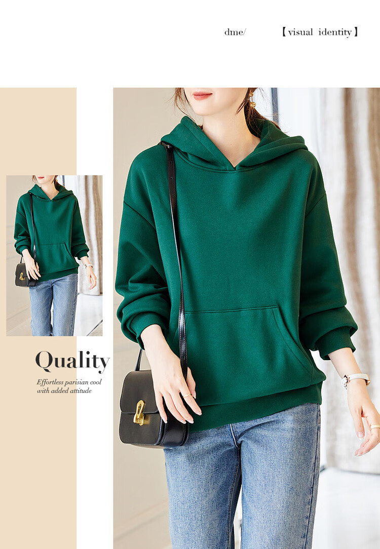 Dme [Hooded Commuter] Winter Fashion Fleece-Lined Drop Shoulder Long Sleeve Pocket Commuter Sweatshirt for Women, Linen Gray, M 35