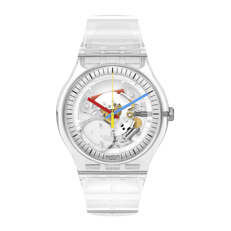 Swatch Swiss Watch, Skeleton Transparent Trendy Quartz Watch, Holiday Gift, Clear New Series New Gent