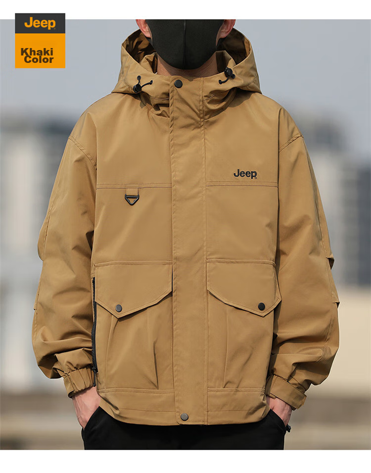 JEEP Men's Jacket, Spring And Autumn Outerwear, Trendy Casual Loose Workwear Clothing for Men, Army Green, 3XL 21