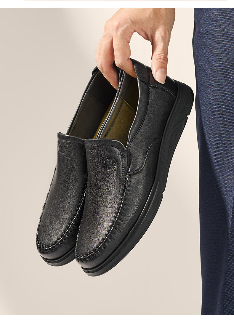 LAORENTOU Men's Formal Business Shoes, Top-Grain Leather Casual Slip-On Driving Dad Shoes LA11079 Black 42 11