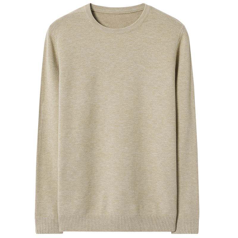 MARKLESS Men's Sweater, Autumn And Winter Warm Round Neck Knit Pullover, Casual Inner Layer Base Shirt, 0710 Milk Tea Apricot, XXL