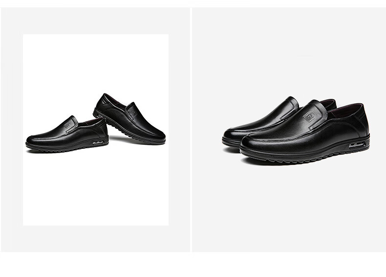 LAORENTOU Leather Shoes for Men, Top-Grain Cowhide Business Casual Shoes, Comfortable Breathable Slip-On Men's Shoes 510904419 Black Size 40 21