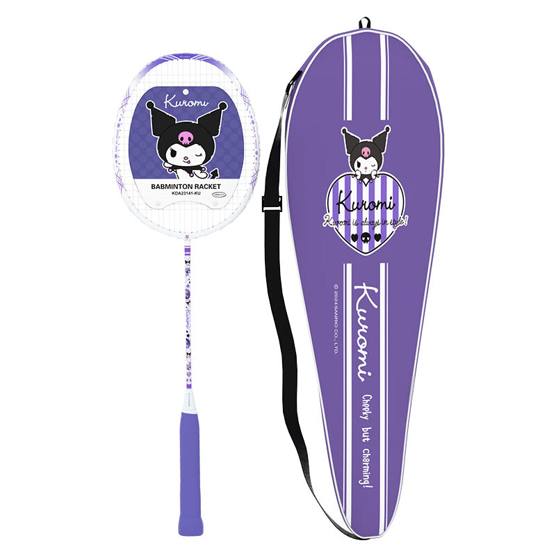 Mesuca Kuromi Series Full Carbon One-Piece Racket for Adult Women's Badminton Training And Durable Play - Single Racket