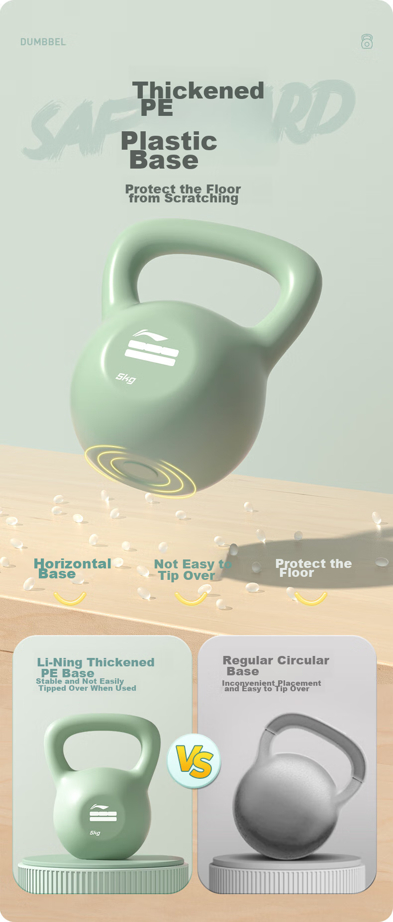 Li-Ning Kettlebell, Women's Dumbbell Fitness Equipment, Men's Strength Training Sports Equipment, Cast Iron Kettlebell, Professional Glute Exercise And Iron Lifting Equipment 8