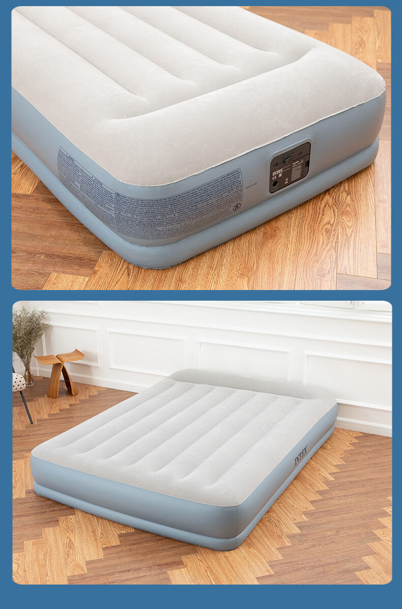 INTEX Electric Pump Double Automatic Inflatable Bed with Built-In Pillow, Car Nap Tent, Camping Companion Care Folding Bed 118CT2 17