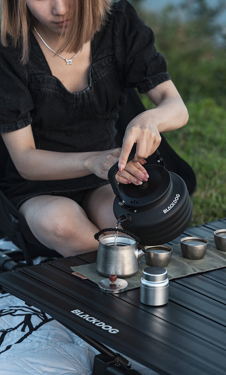 Black Dog Camping Kettle, All-Aluminum Tea Pot for Outdoor Cooking, Portable Stove for Boiling Water, Night Black 2
