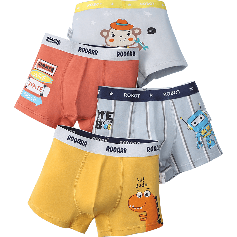 Bingxuemumian Children's Underwear, Boys' Pure Cotton, 10A Grade Antibacterial, Youth And Older Kids, Cartoon Boxer Briefs, Square Shorts