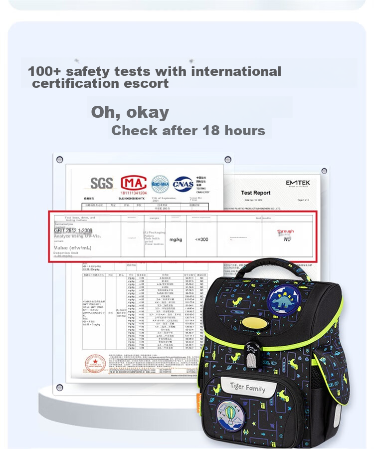 TigerFamily Primary School Backpack for Grades 1-3, Spine Protection And Load Reduction Children's Backpack, Double Shoulder Bag 6