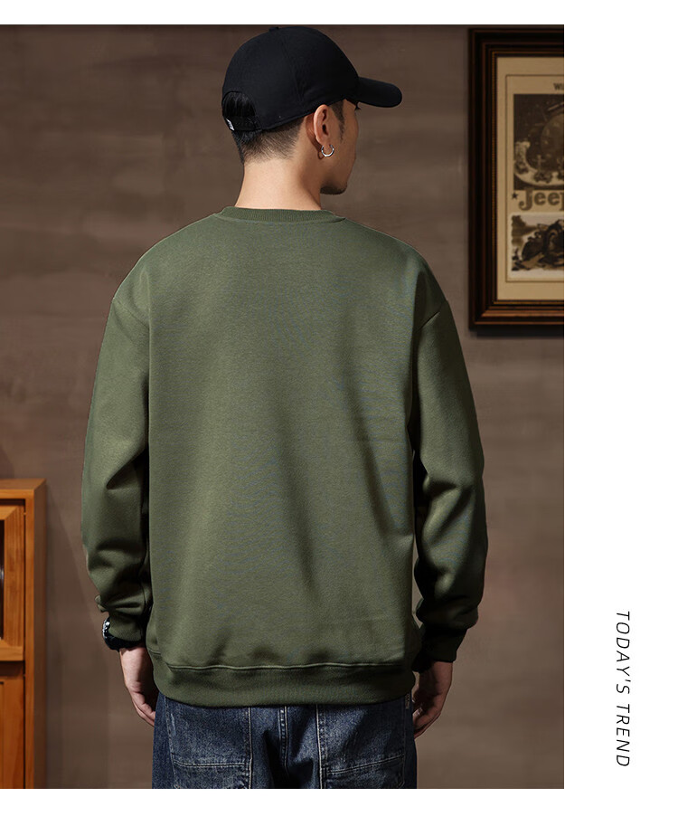 JEEP Men's Sweatshirt, New Spring And Autumn 2026 Style, Trendy Round Neck, Loose Long-Sleeve Casual Sportswear Top for Men, Fashionable 17