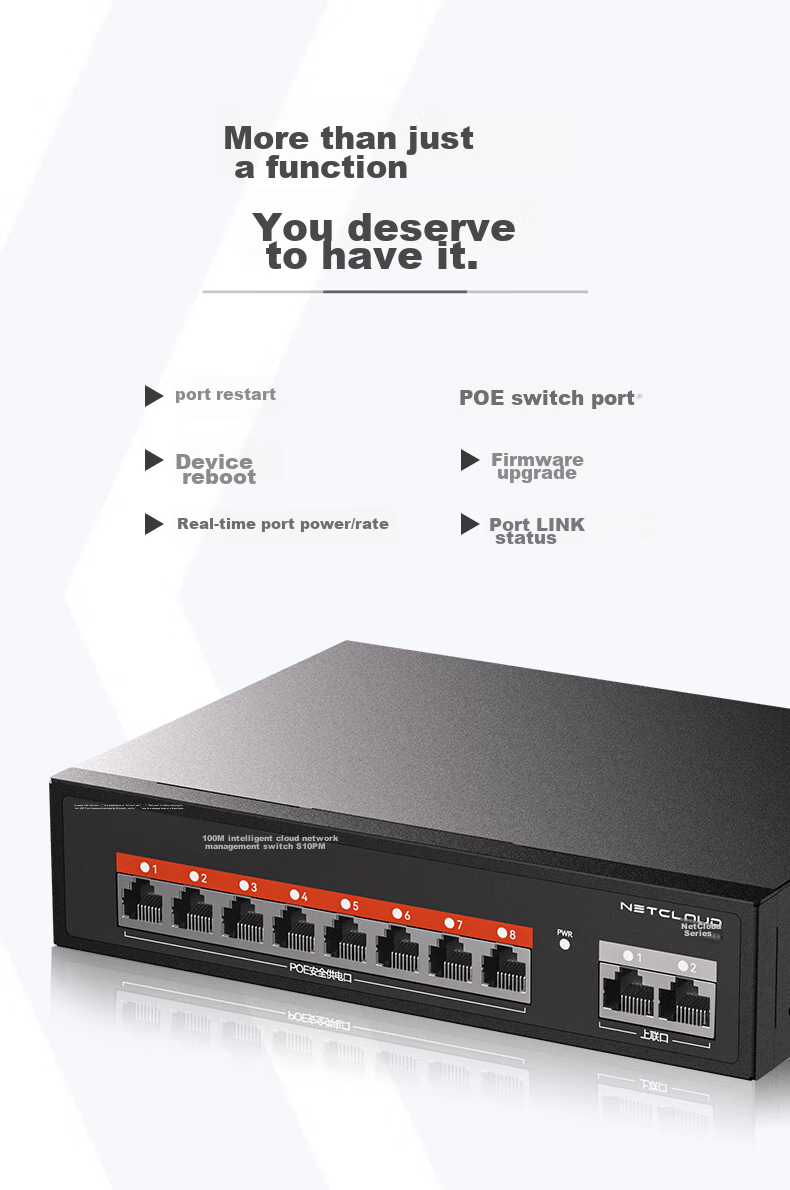 Netcore S10PM, 10-Port 100Mbps POE Switch, Cloud Managed Splitter, Surveillance Network Camera Hub, VLAN Isolation, Light Management 5