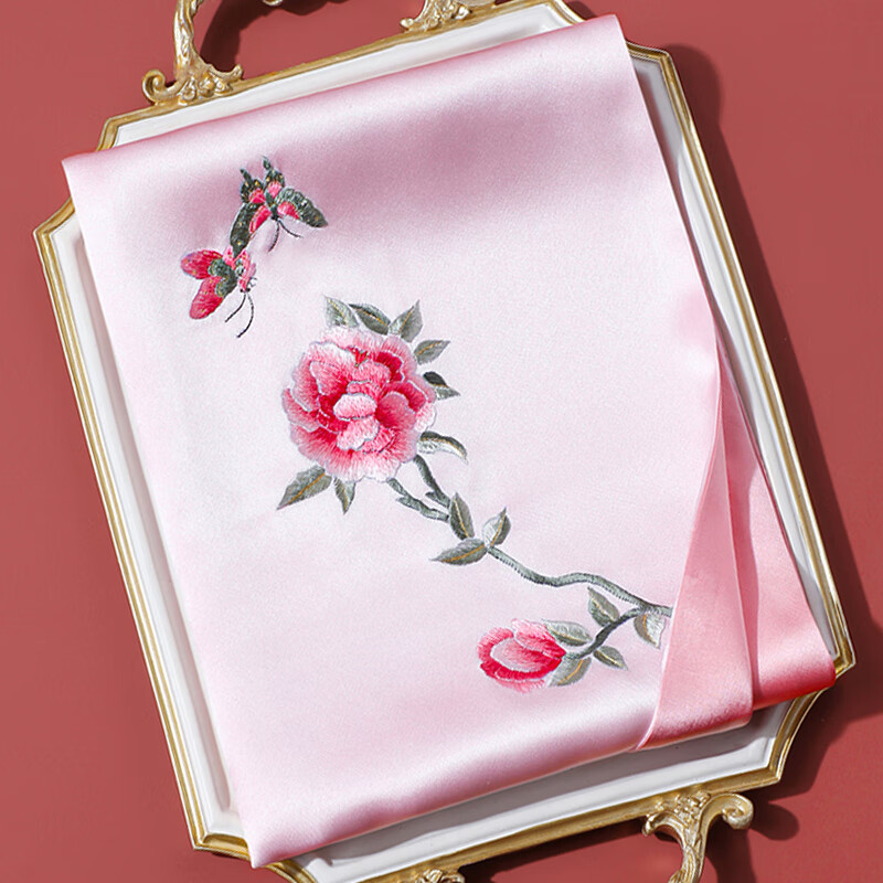 Hangsilu Suzhou Embroidery Silk Scarf for Women, Neck Protection Mulberry Silk Shawl, Birthday Gift for Wife Or Mother, High-End Practical Present