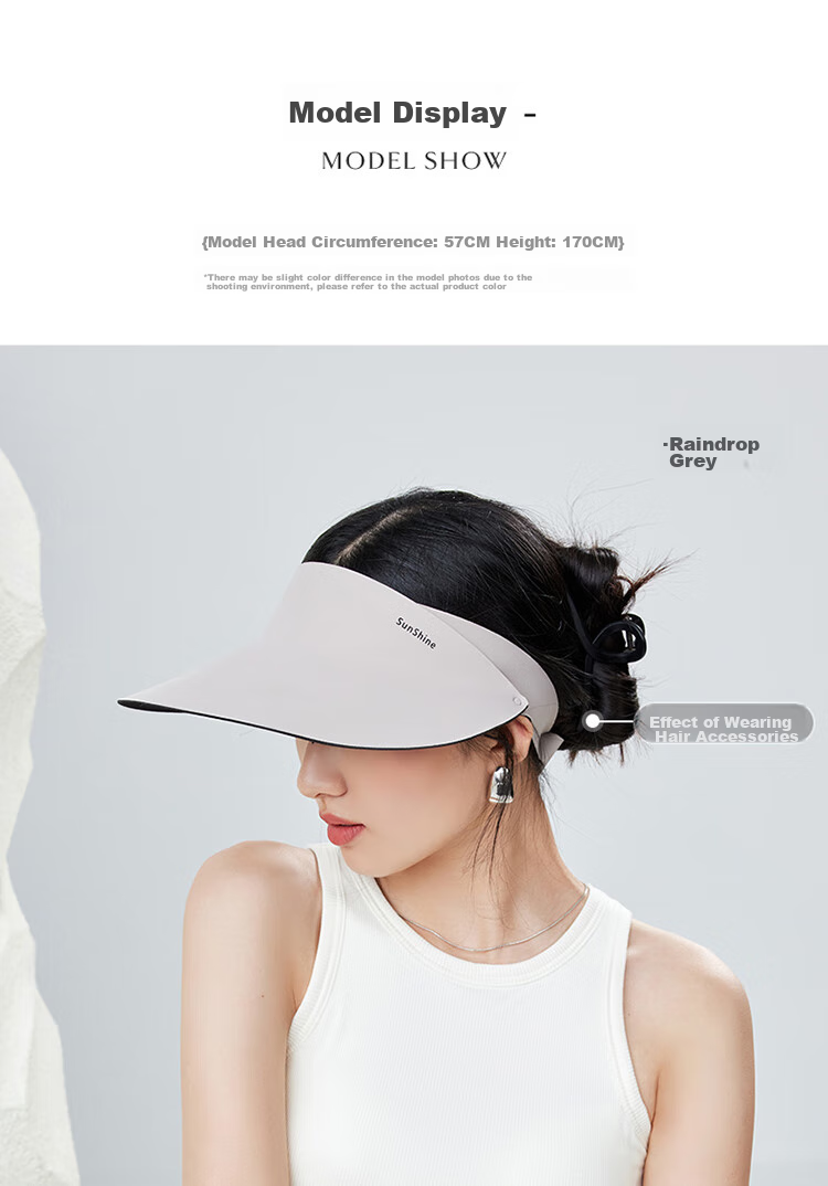 Siggi Sun Protection Hat, Egg Roll Hat, Seamless Breathable Sun Visor, UV Protection, Face-Slimming Effect, Wide Brim Visor Hat SI95312 21