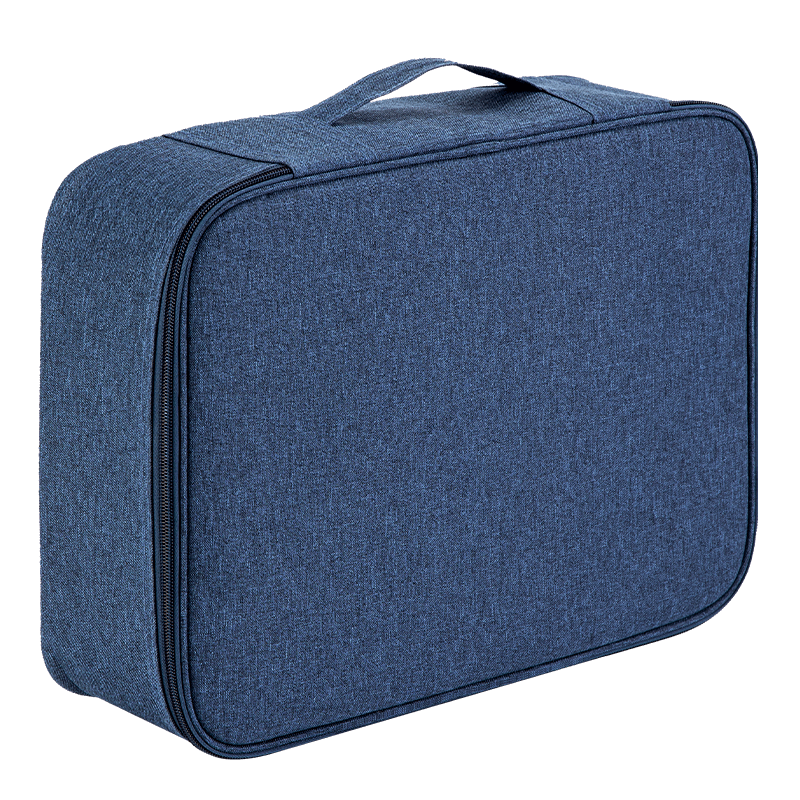 Deli Document Organizer File Storage Bag, Large Capacity Waterproof Handheld Double-Layer Deep Blue 63758
