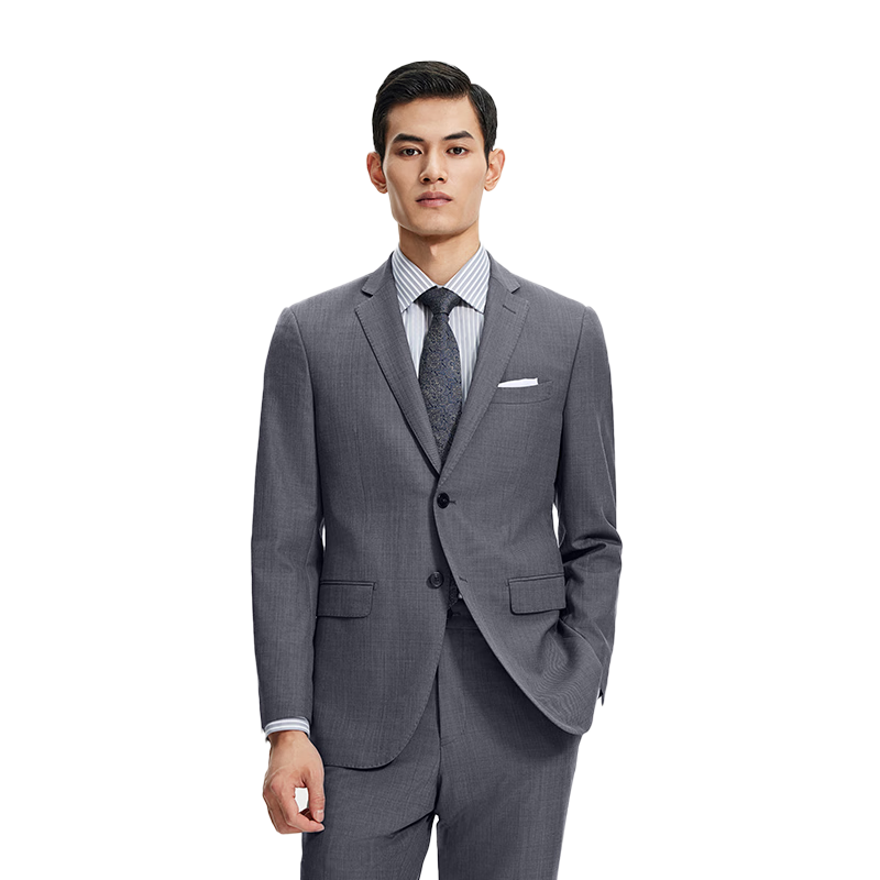 Goldlion [Ziyouxilv] Spring And Autumn Men's Suit, Machine Washable Wool, Easy-Care Formal Suit, Gray, M