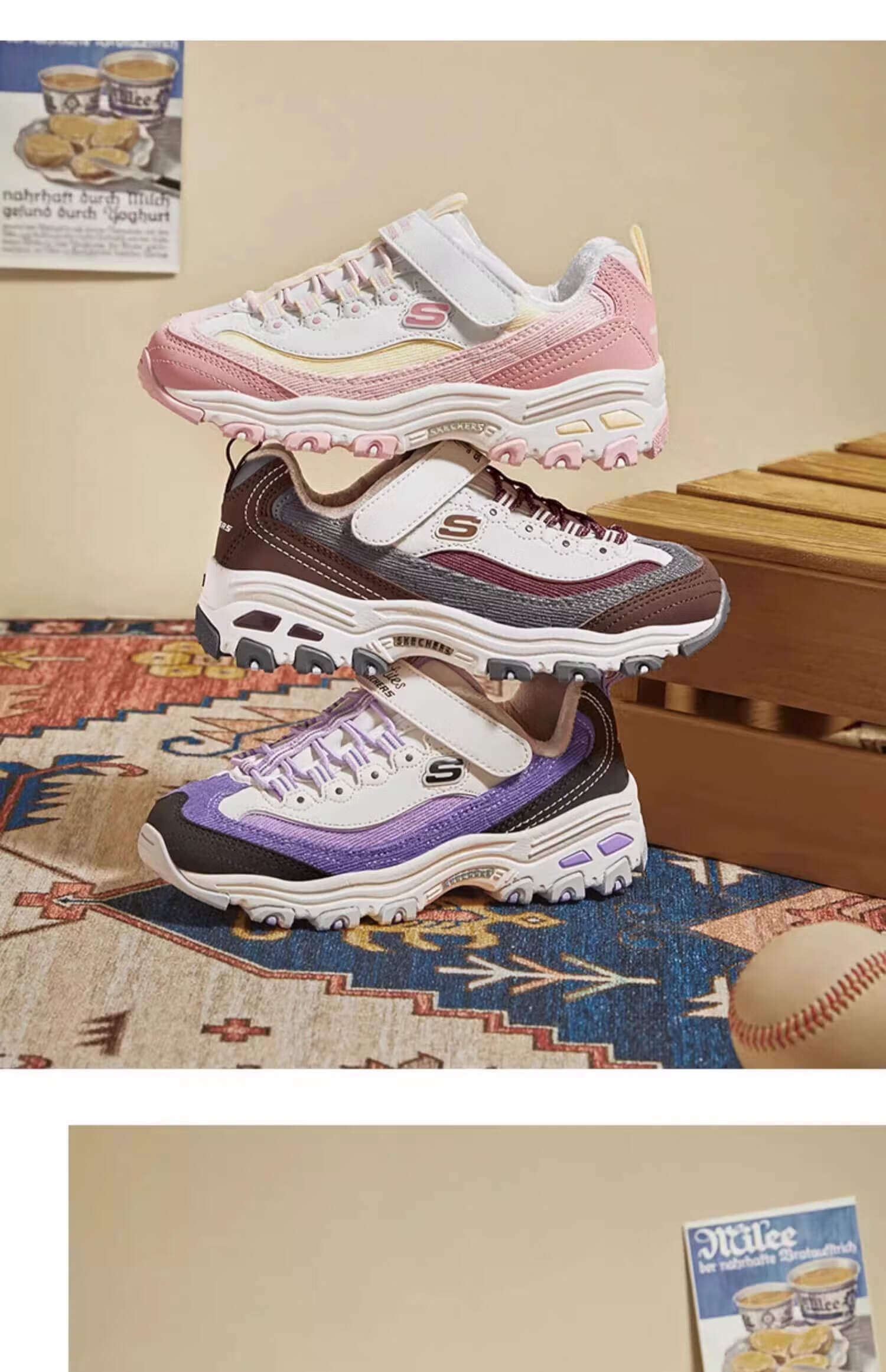 Skechers Children's Milk Tea Bear Autumn And Winter Girls' Warm Velvet Sneakers, Dad Panda Shoes 302524L 23
