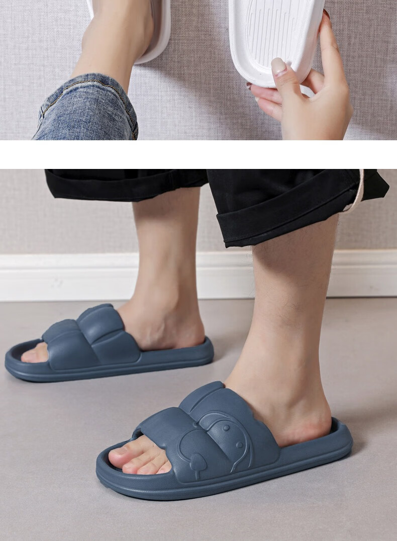 Huameijianbu Lightweight Thick-Soled Slippers, Soft And Bouncy, Comfortable Indoor/outdoor Non-Slip Sandals HM2207 White 40-41 9
