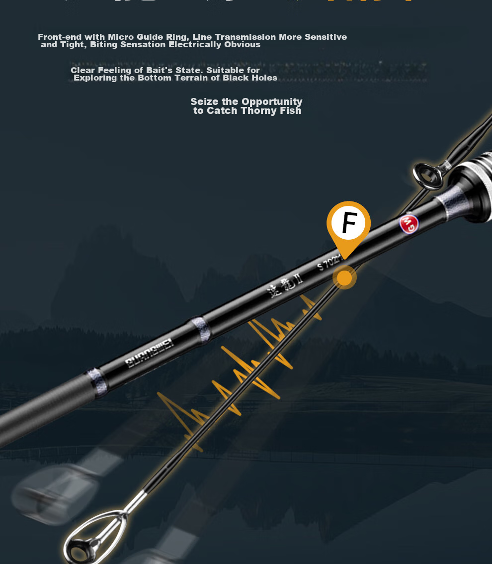 GW Sulong Second Generation Lure Rod, Straight Handle, 2.1 Meters, M Action, Spinning Reel, for Bass, Mandarin Fish, Topmouth Culter, Lure Rod Set 9