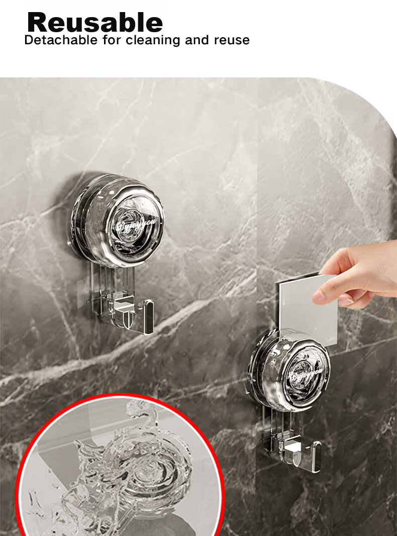 Bahainiao Suction Cup Hook, No Drilling Required, Strong Vacuum-Activated, Traceless Hook, for Kitchen, Bathroom, Shower Room, Wall, Door Back, Towel Adhesive Hook 5