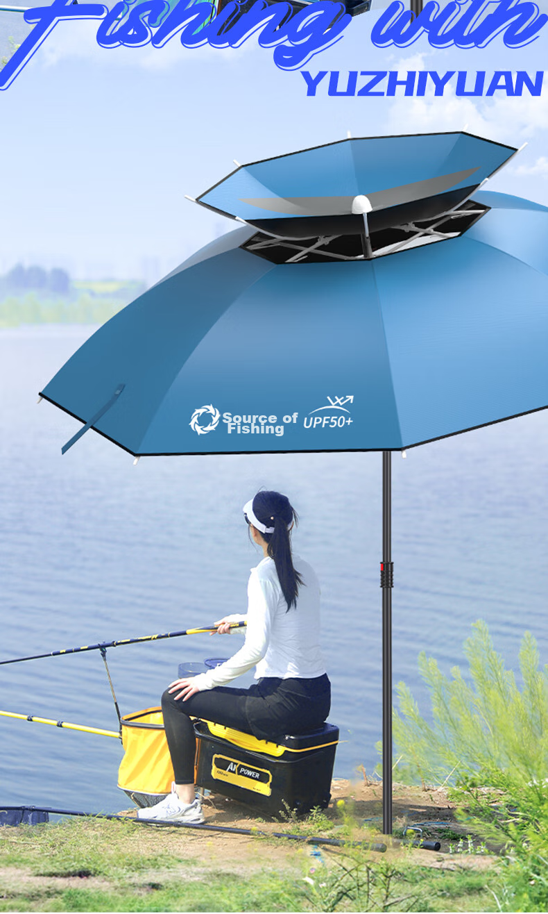 Yuzhiyuan Fishing Umbrella, Sun Protection, Outdoor Rain-Proof, UV-Resistant, Windproof, Black Rubber, Thickened, Norwegian Blue, 2.0 Meters 14
