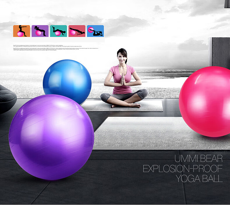 Duweike Yoga Ball, Thickened Non-Slip Elastic Adult Fitness Ball, Professional Balance Core Training, Blue 55cm 10