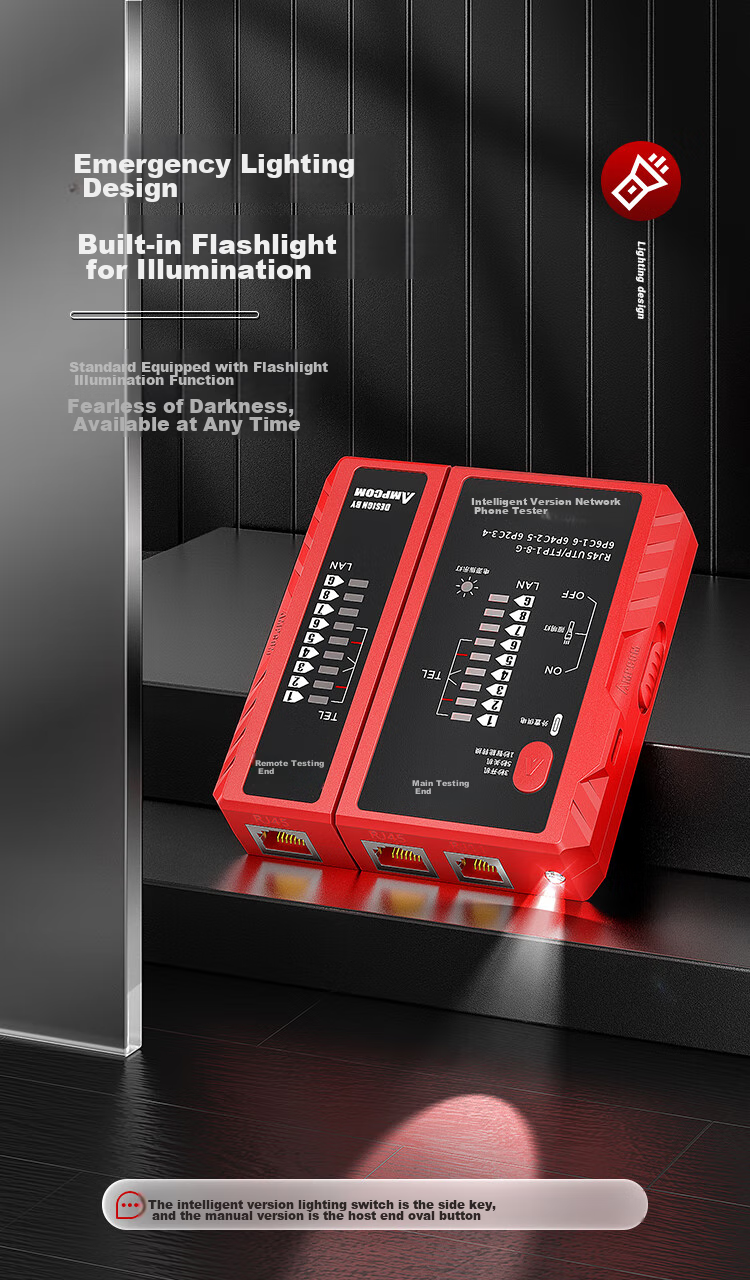 AMPCOM Network Cable Tester, Multifunctional RJ45 Connector Network Cable Tester with Charging POE Anti-Burn, RJ11 Telephone Line Intelligent Detection Tool AMBKZRJ4511 13