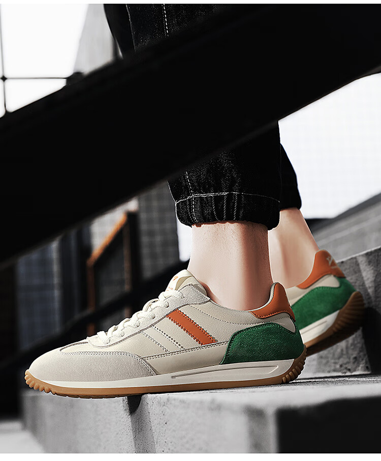 Guirenniao Men's Casual Shoes 2025 Retro Breathable Sports Running Shoes Beige/Light Khaki/Earthy Yellow Size 43 14