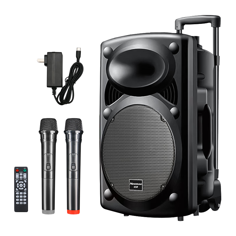 Newmine B12 Square Dance 12-Inch Outdoor High-Volume Bluetooth Trolley Speaker Portable Electric Wood Guitar Strumming Instrument Speaker for Performance Karaoke Bass Speaker Street Vendor Horn Adapter