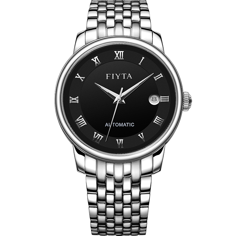 FIYTA Classic Series Automatic Mechanical Roman Numeral Dial Steel Strap Men's Wristwatch, Holiday Birthday Gift for Me
